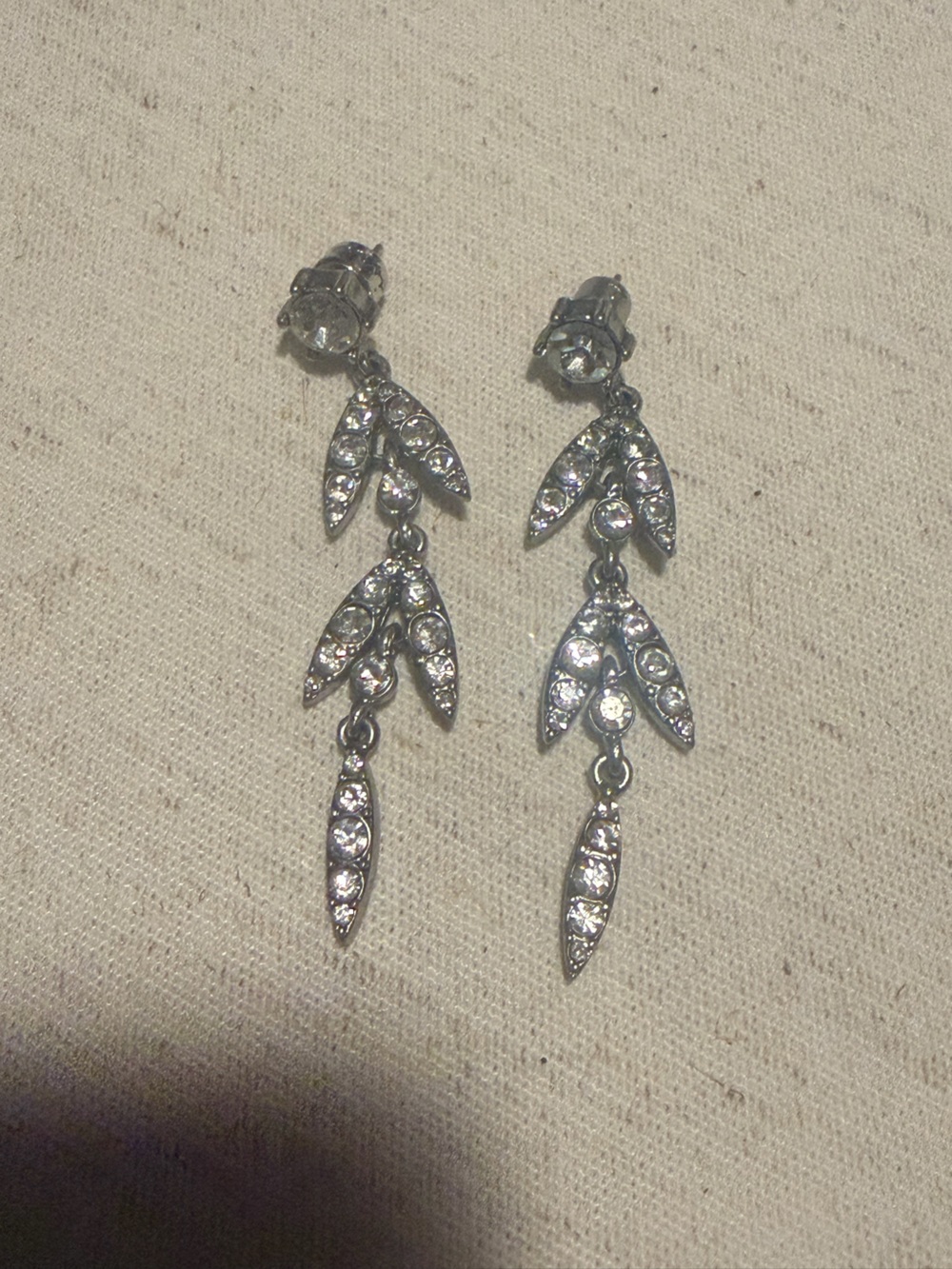 Chloe + Isabel Silver Crystal Leaf Drop Earrings